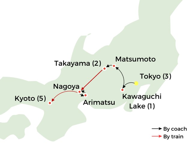 Map Japan Textiles Tour 