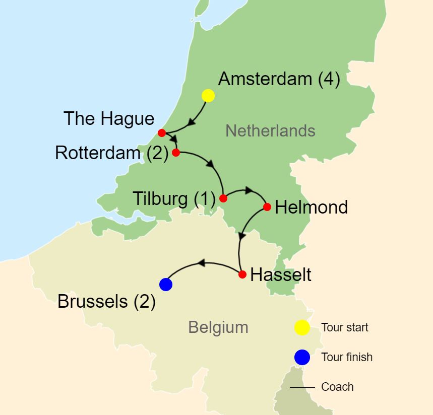 Netherlands Belgium Tour Map with Cyndi McChesney
