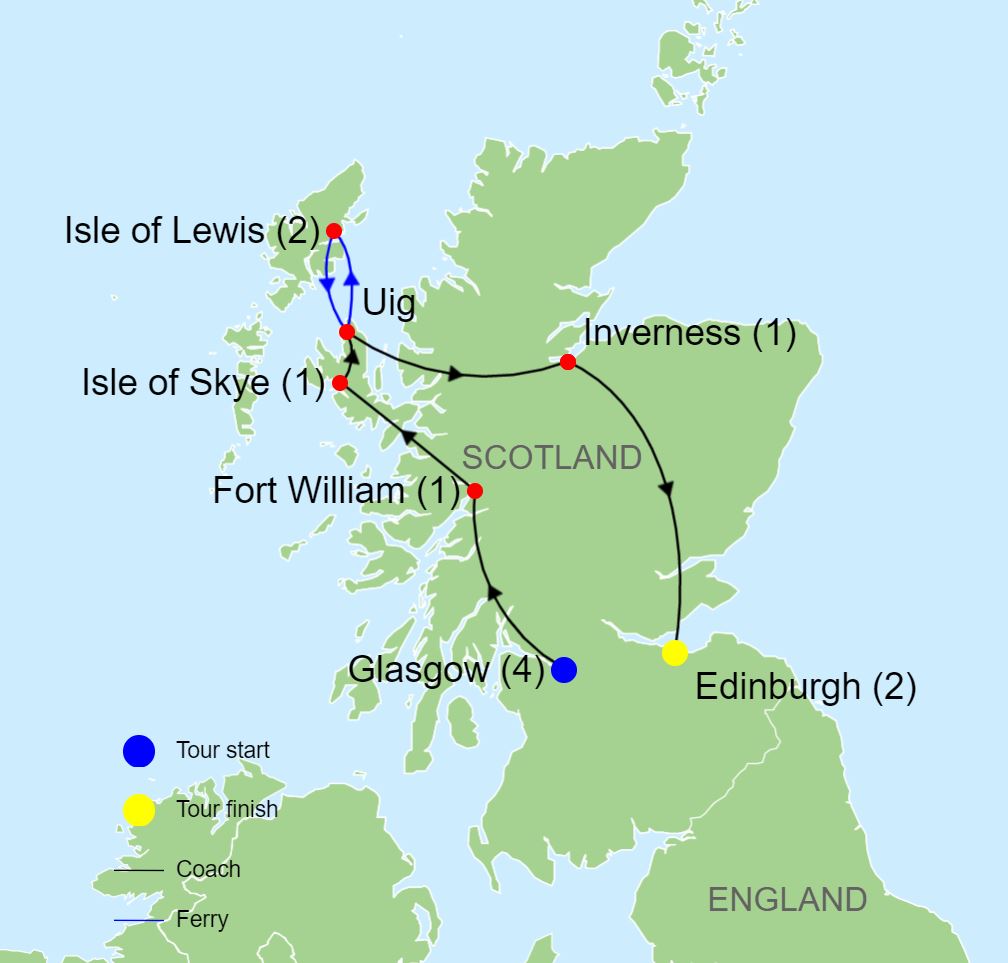 Scotland Weaving Tour Map