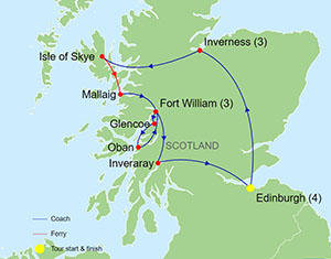 Map Textile and Fiber Arts Tour of Scotland 