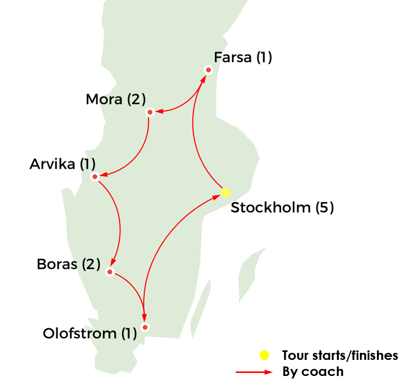 Map Sweden Textile Tour