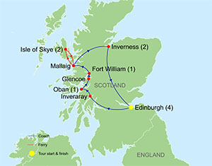Map Textile and Fiber Arts Tour of Scotland