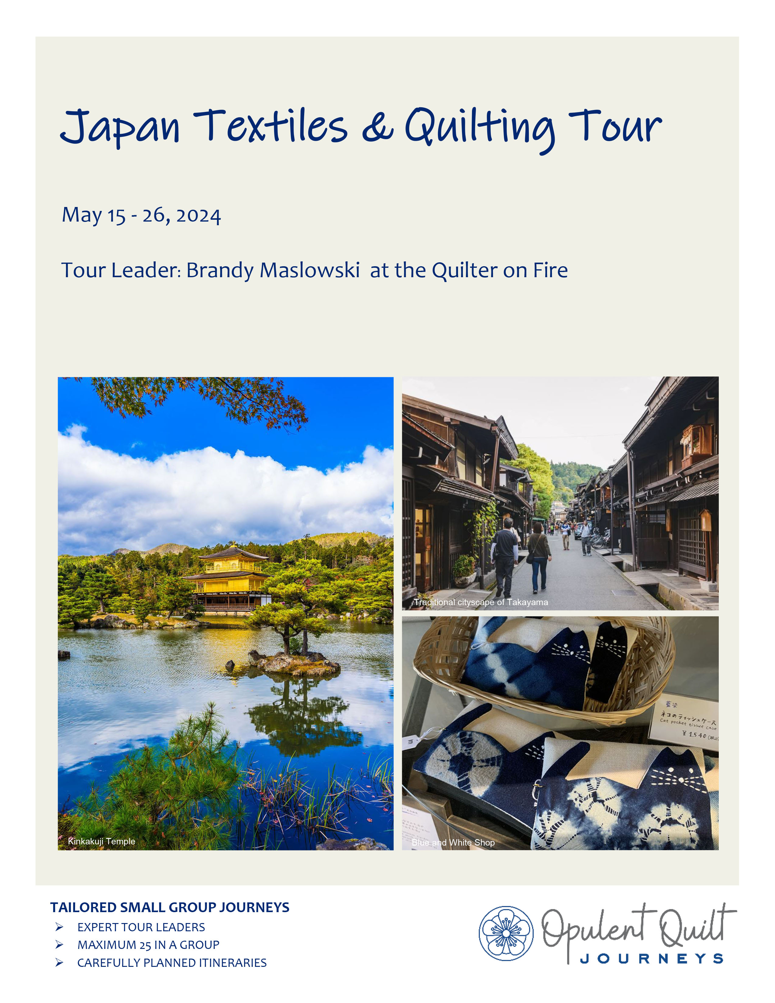 Japan Textiles Tour with Quilter on Fire brochure
