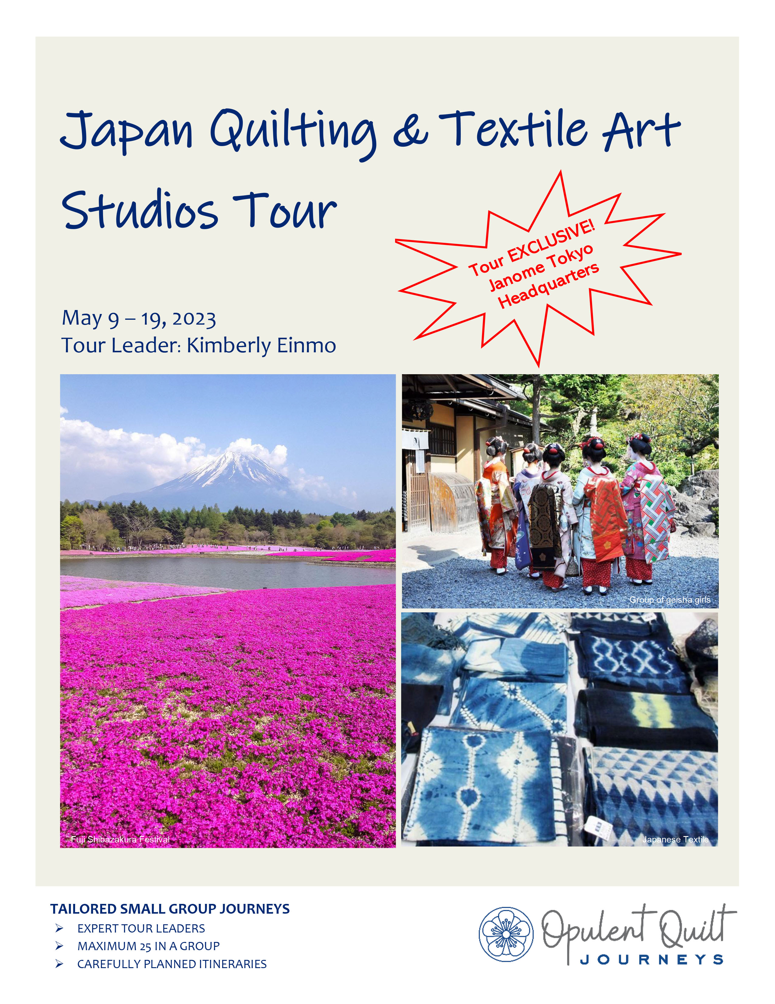 Japan Quilting and Textile Art Studios Tour with Kimberly 