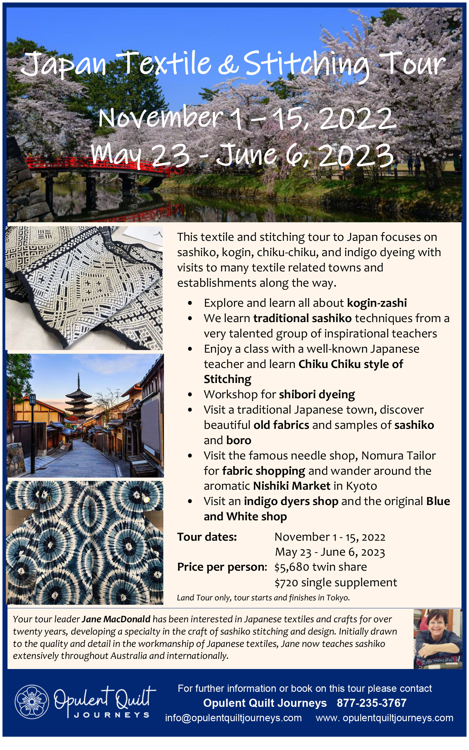 Japan Textile Stitching Tour brochure