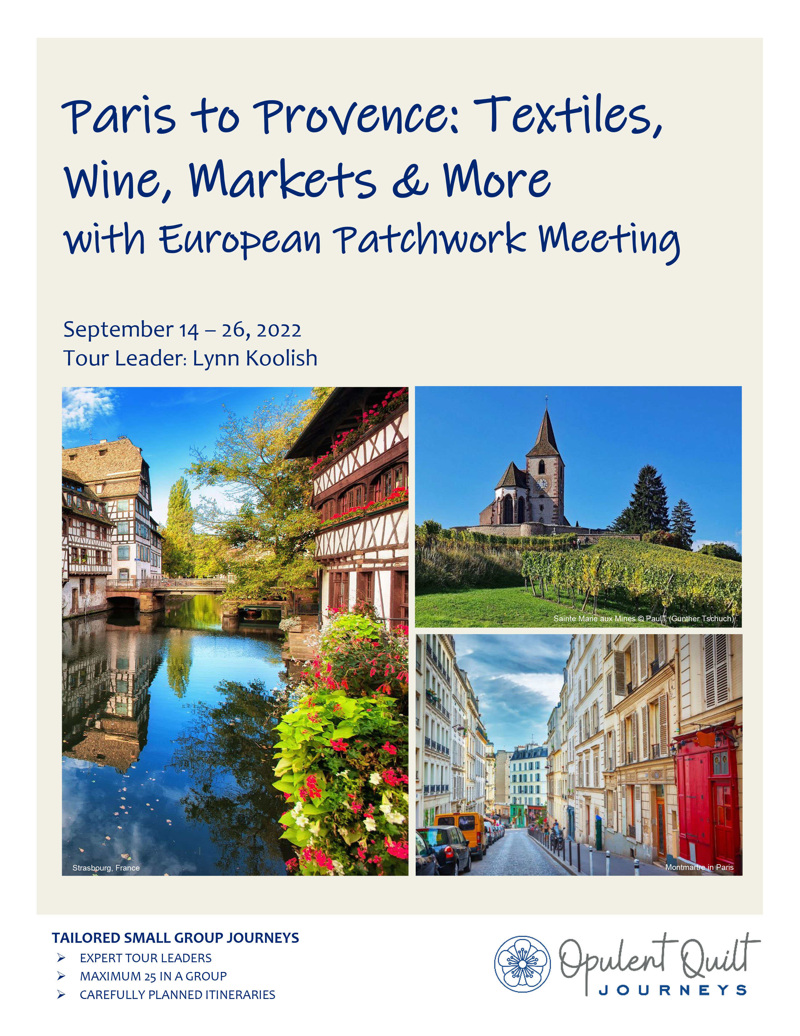 Paris to Provence: Textiles, Wine, Markets & More with European Patchwork Meeting brochure