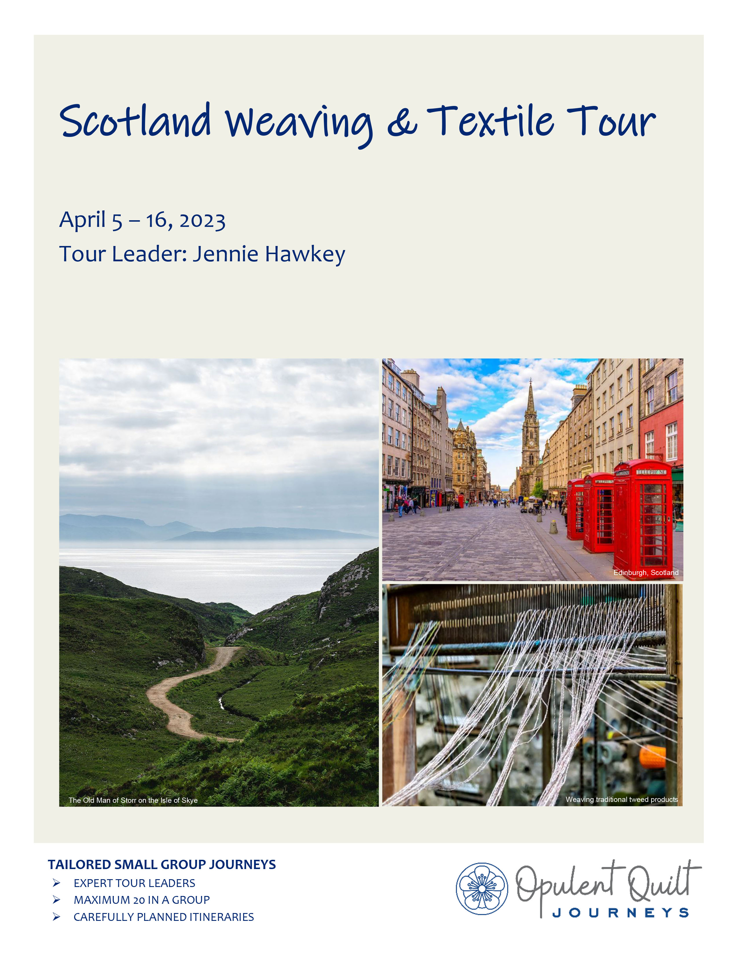 Scotland Weaving and Textile Tour brochure