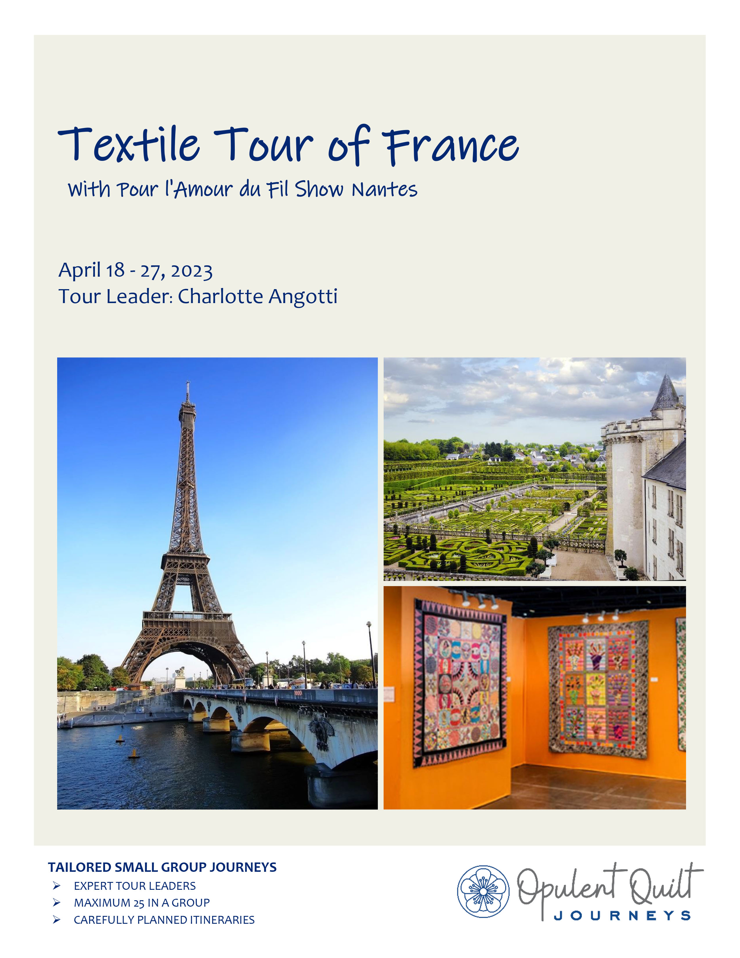 Textile Tour of France with Charlotte Angotti brochure